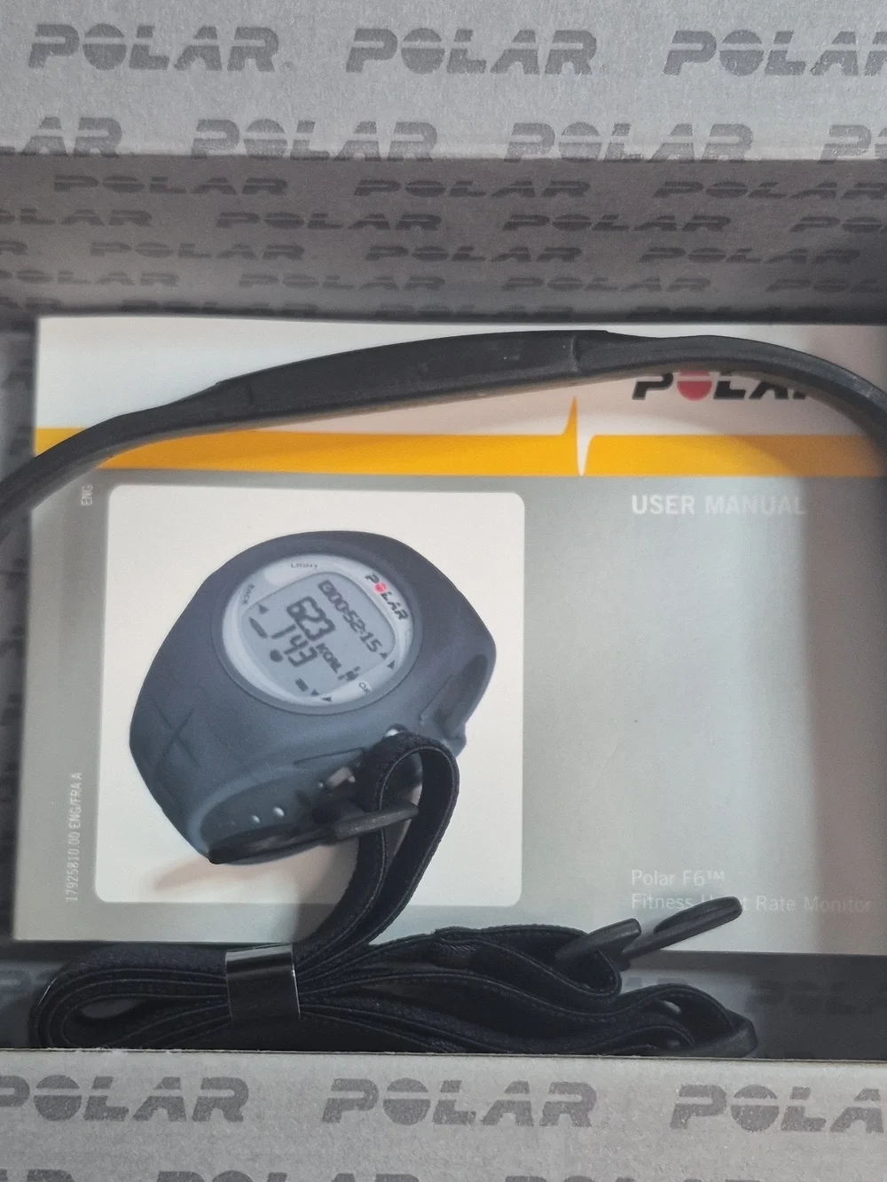 Polar F6 Black Heart Rate Monitor Wrist Unit w/ Chest Strap, Manual Set of 4
